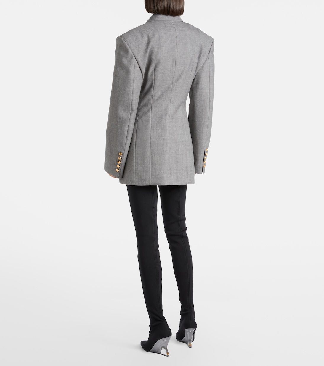 فستان درابيه بستايل جاكيت بليزر من الصوف الخام | Balmain