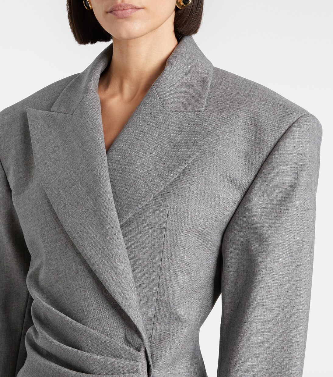 فستان درابيه بستايل جاكيت بليزر من الصوف الخام | Balmain