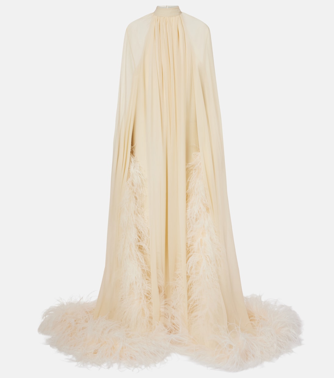Feather-trimmed silk gown | Taller Marmo