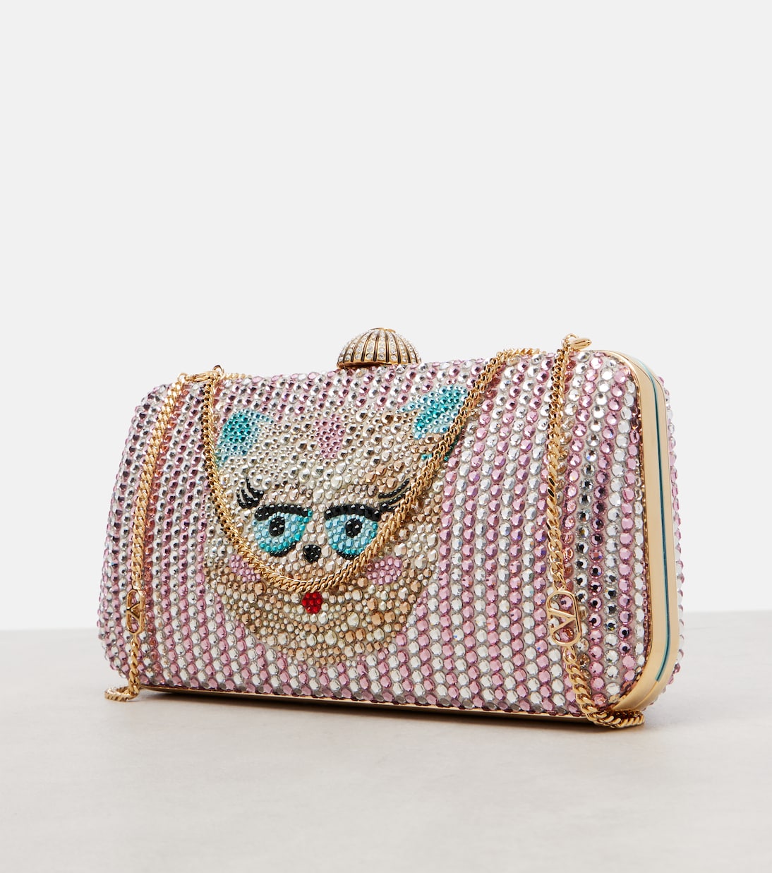 Clutch Carry Secrets Cat Mini mit Kristallen | Valentino Garavani