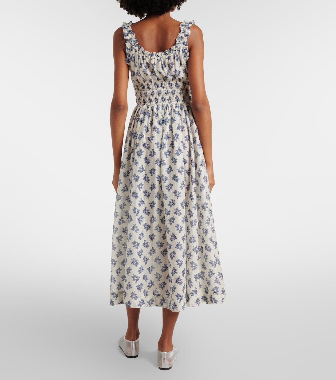 فستان ميدي من القطن بطبعات ورود Emmaretta | Dôen