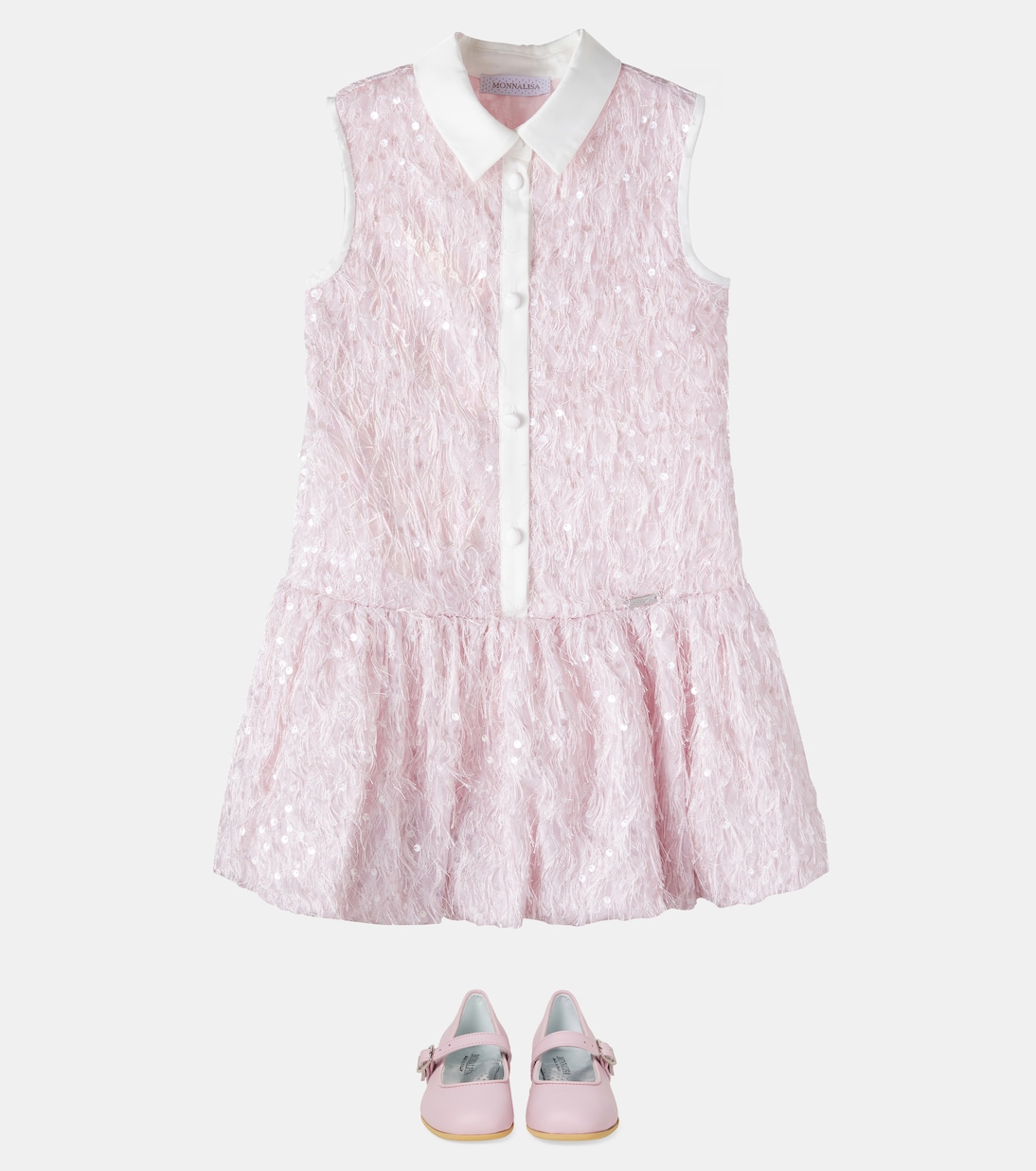 Fringed sequined shirt dress | Monnalisa