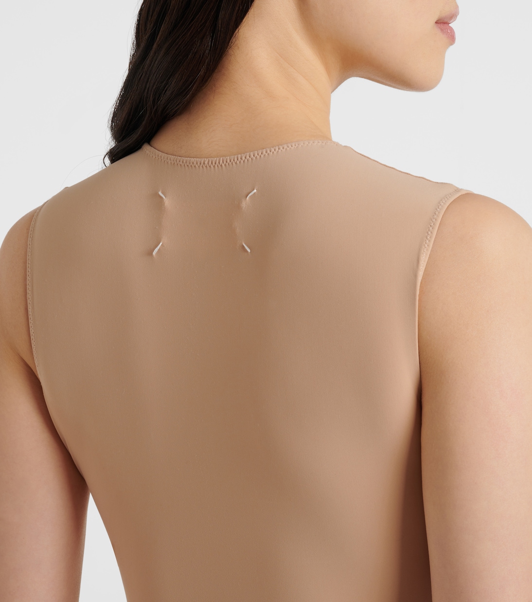 Sleeveless stretch-jersey bodysuit in neutrals - Maison