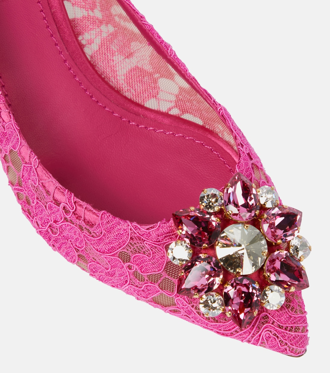 Pink lace pumps sales