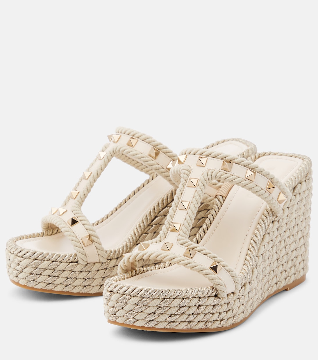 Sandalias Rockstud de piel con cuña | Valentino Garavani