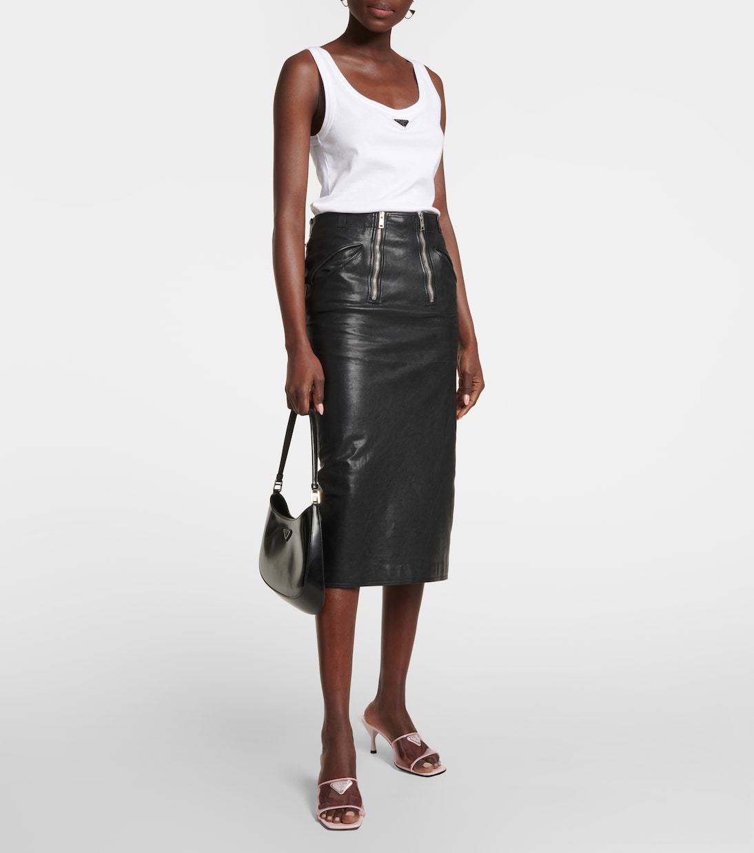 Leather-trimmed PVC mules | Prada