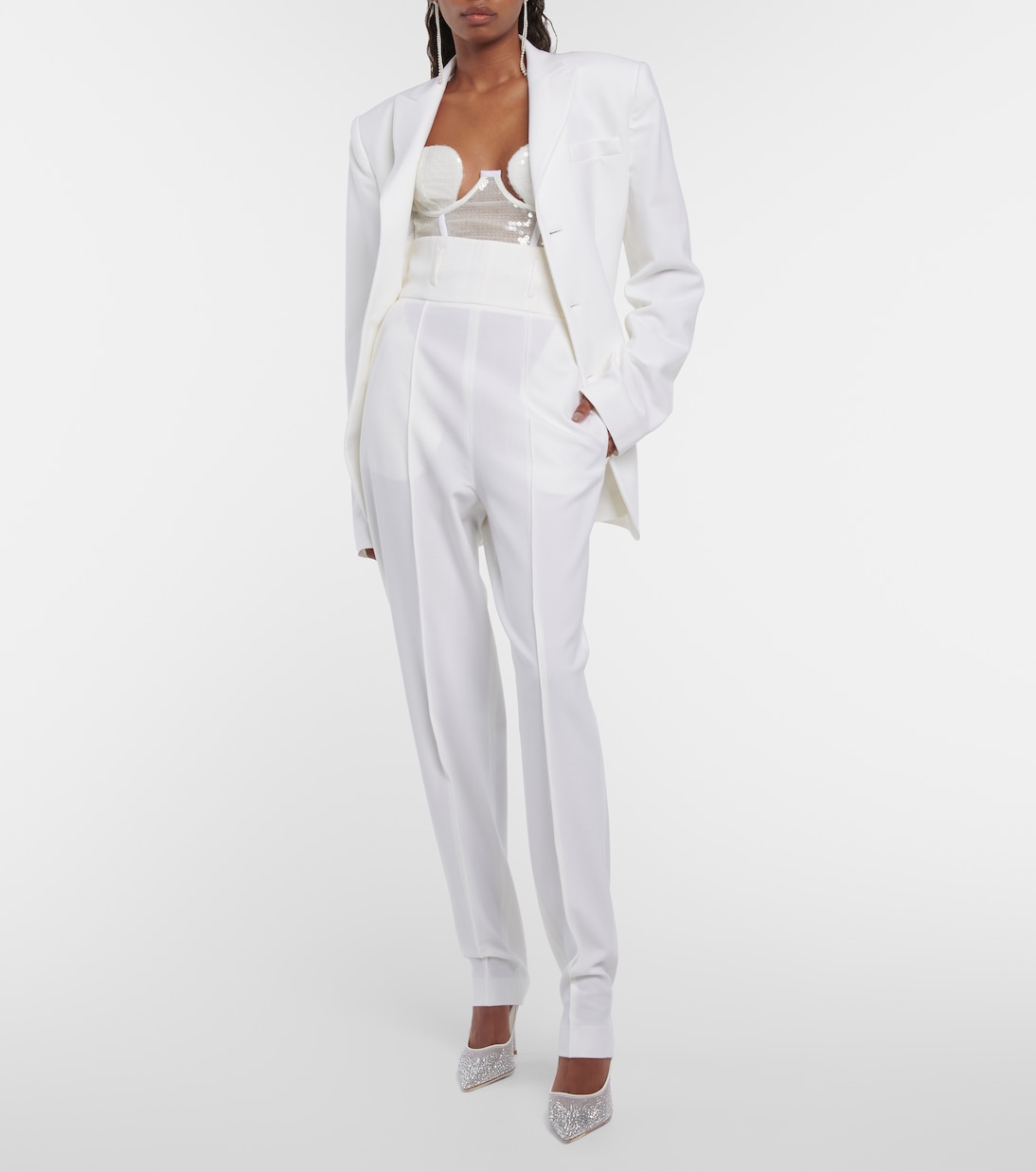 Bridal slim wool-blend pants | Nensi Dojaka