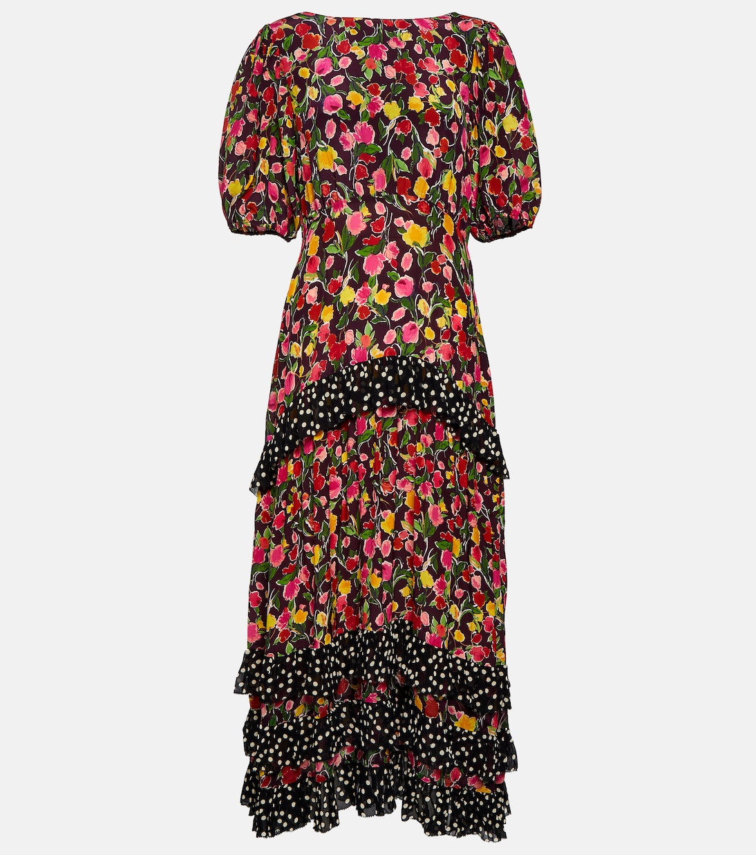 Vintage-Inspired Ruffles Floral Midi Dress Vintage-Inspired Ruffles Floral Midi Dress