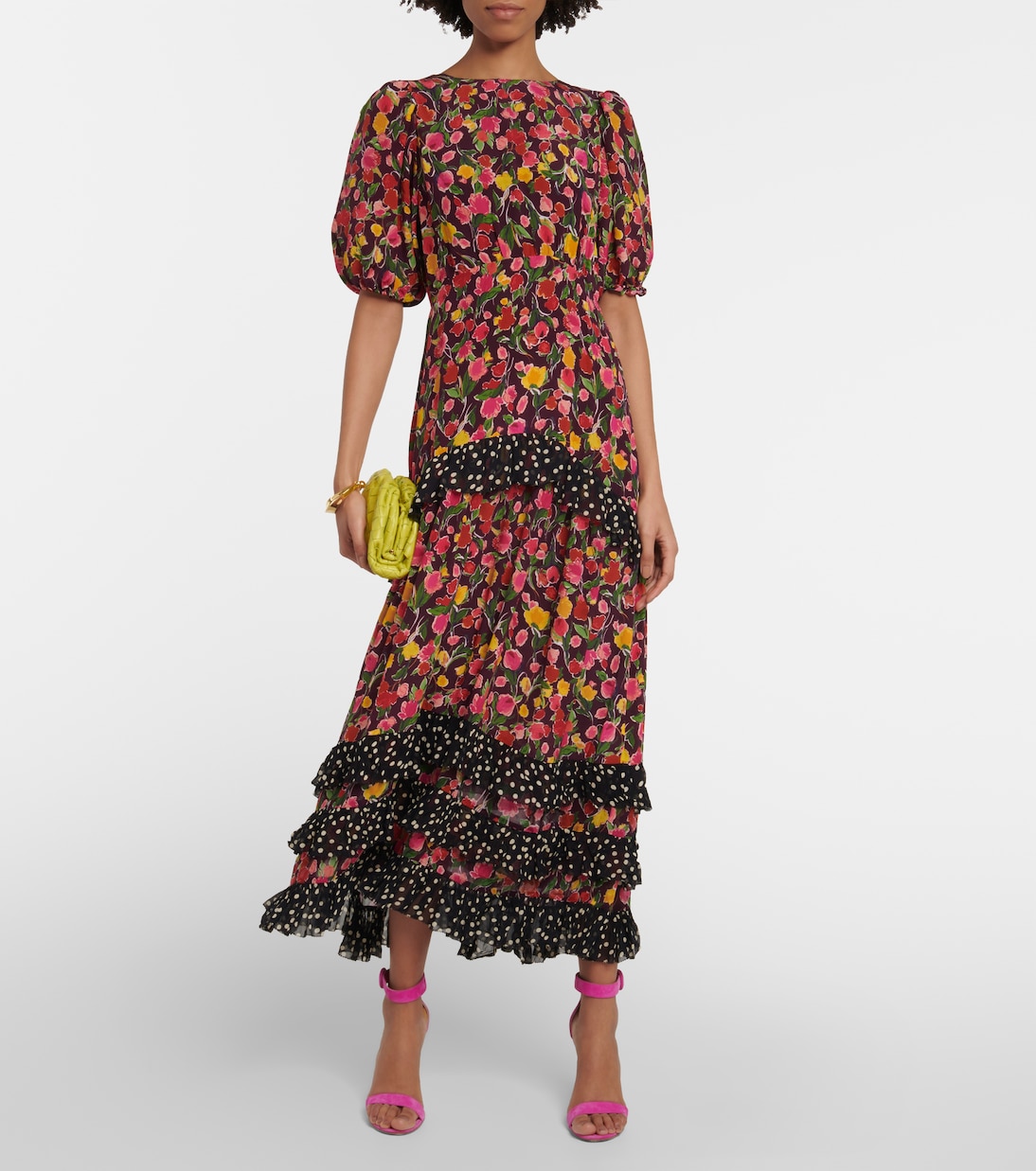 Vestido midi Shireen de seda floral | Rixo