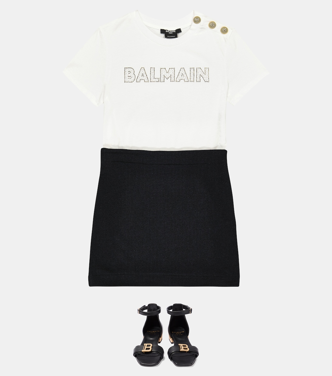 Abito in jersey di cotone con logo | Balmain Kids