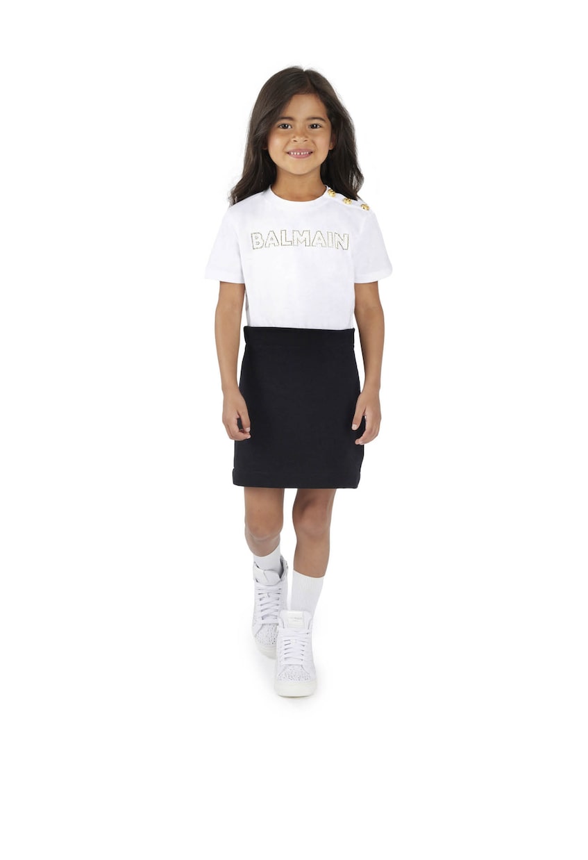 Abito in jersey di cotone con logo | Balmain Kids