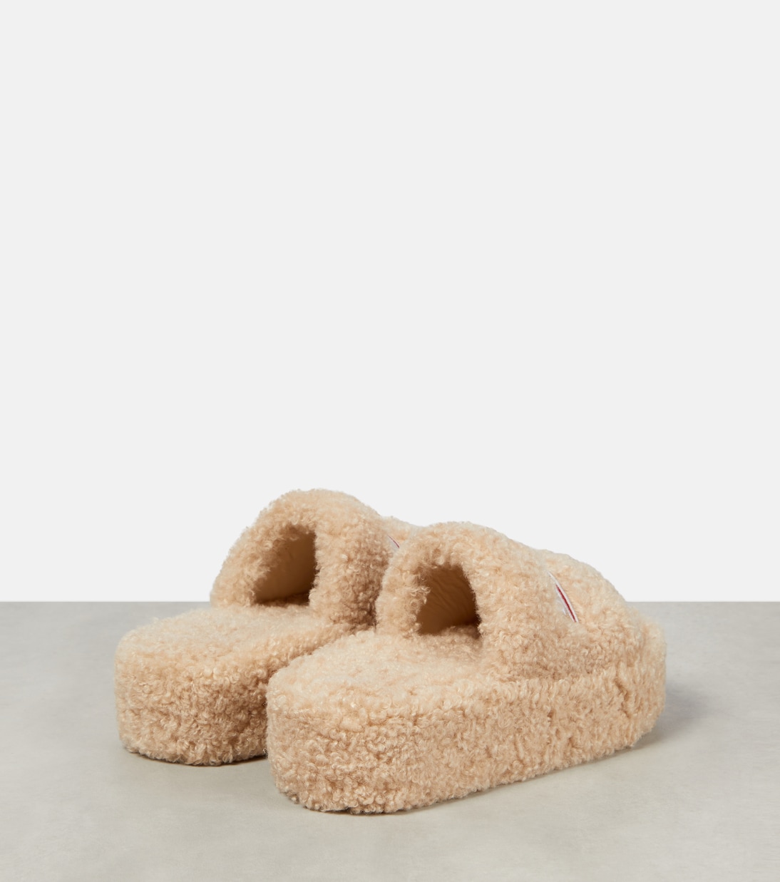 Logo faux shearling slides | Balenciaga