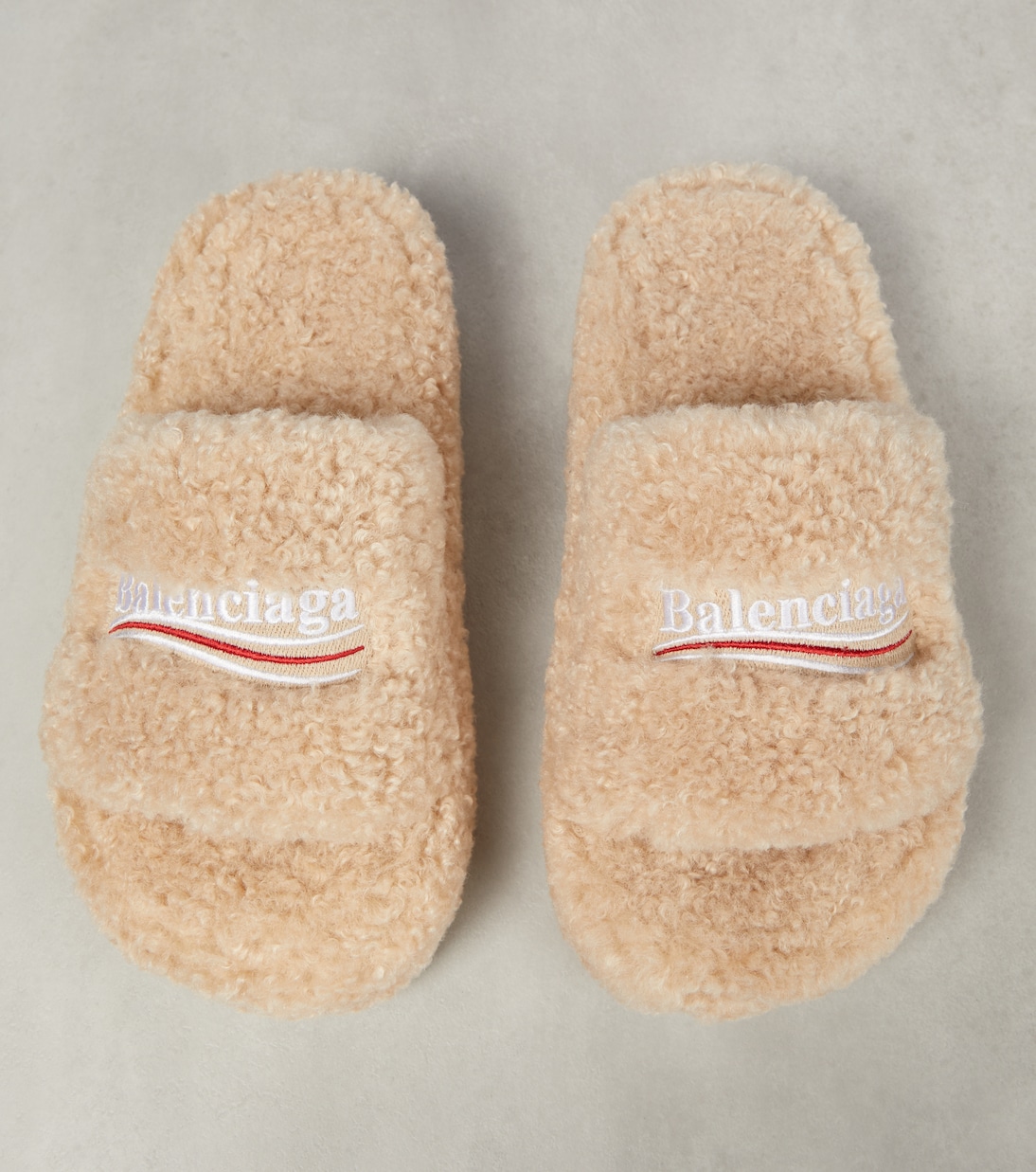 Logo faux shearling slides | Balenciaga