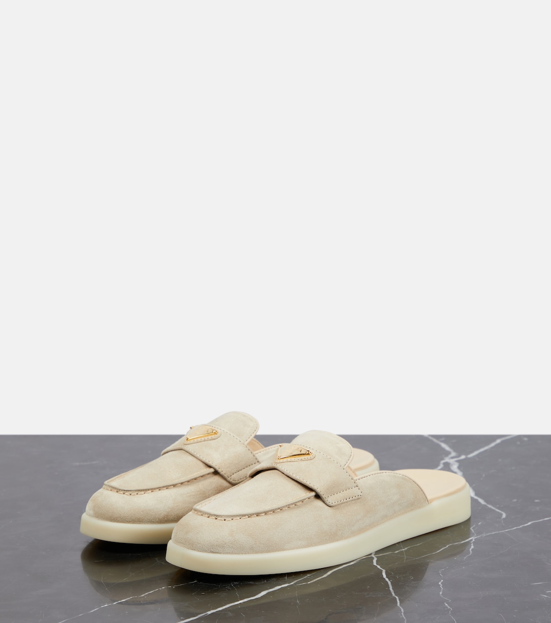 Slippers de ante con logo | Prada