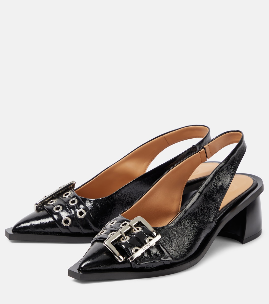 Faux leather slingback pumps | Ganni