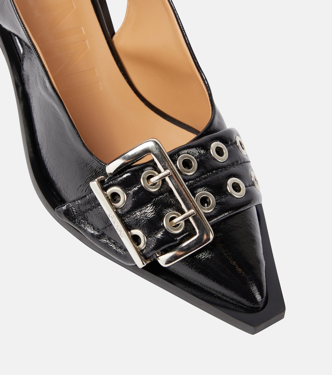 Faux leather slingback pumps | Ganni