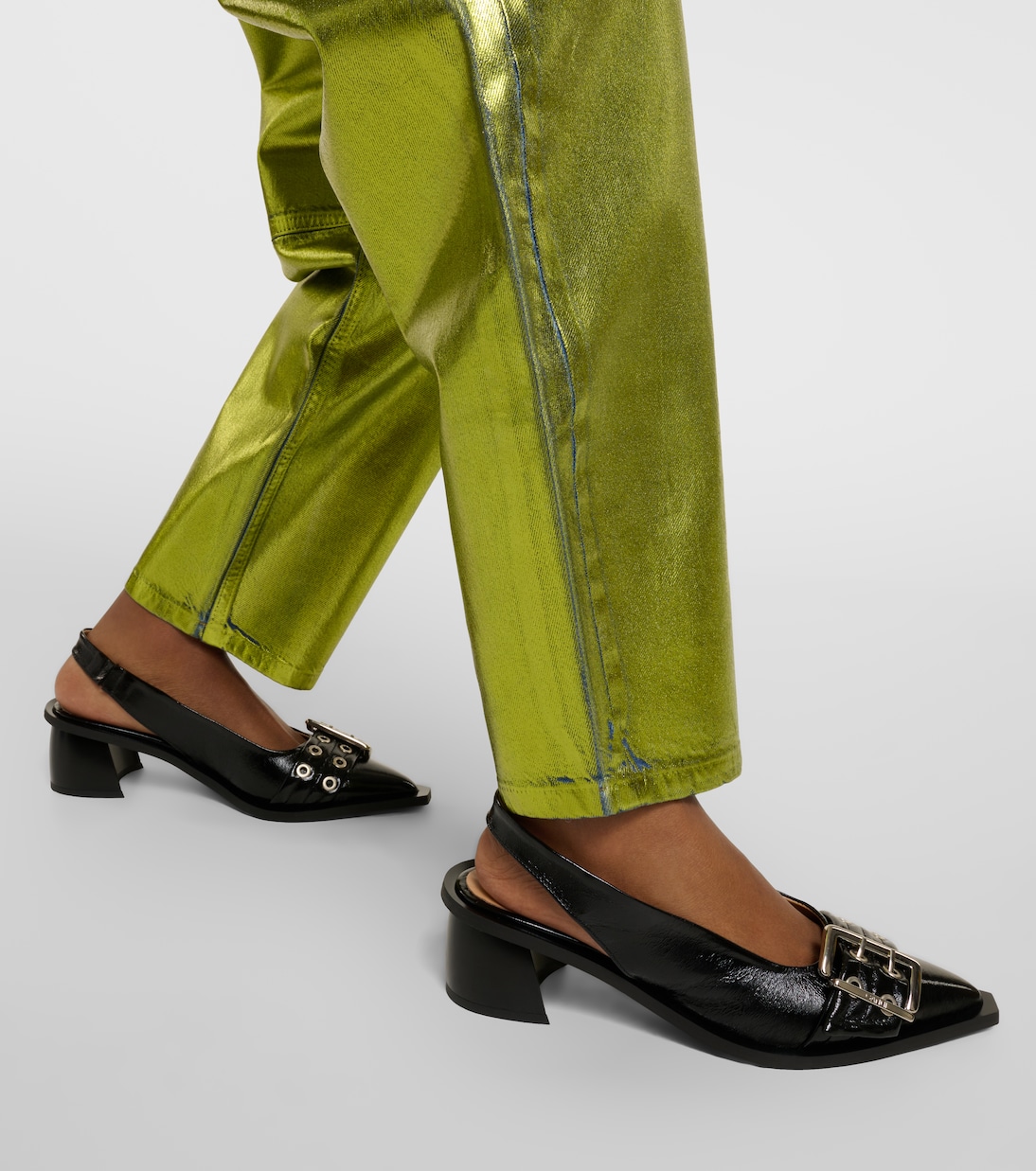Faux leather slingback pumps | Ganni