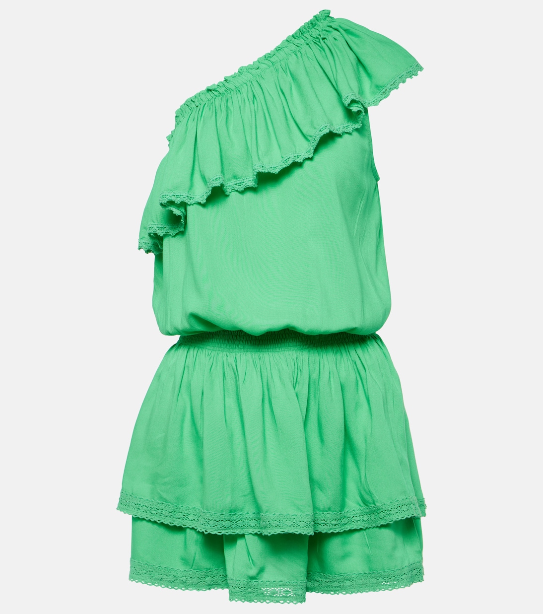 Vestido corto asimétrico Debbie con volantes | Melissa Odabash