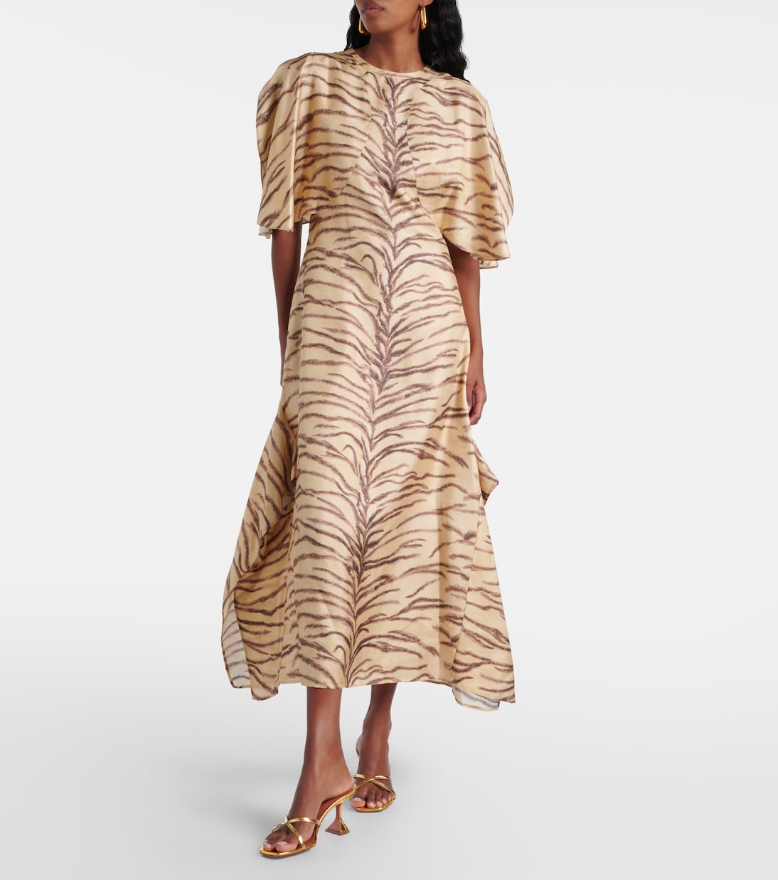 Robe midi imprimée en soie | Stella McCartney