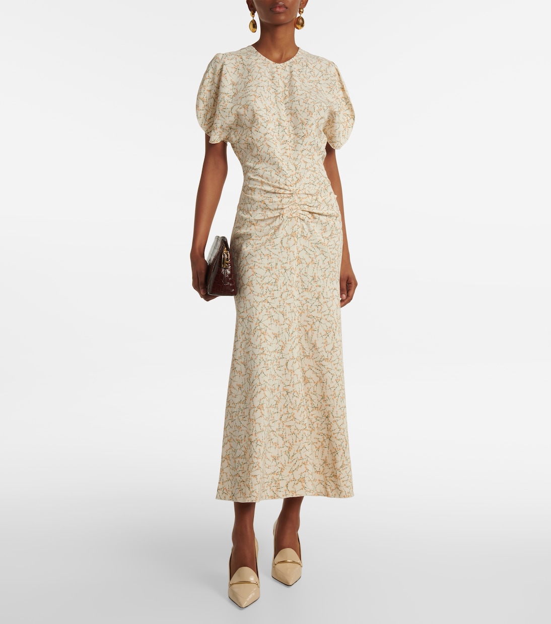 Floral gathered midi dress | Victoria Beckham