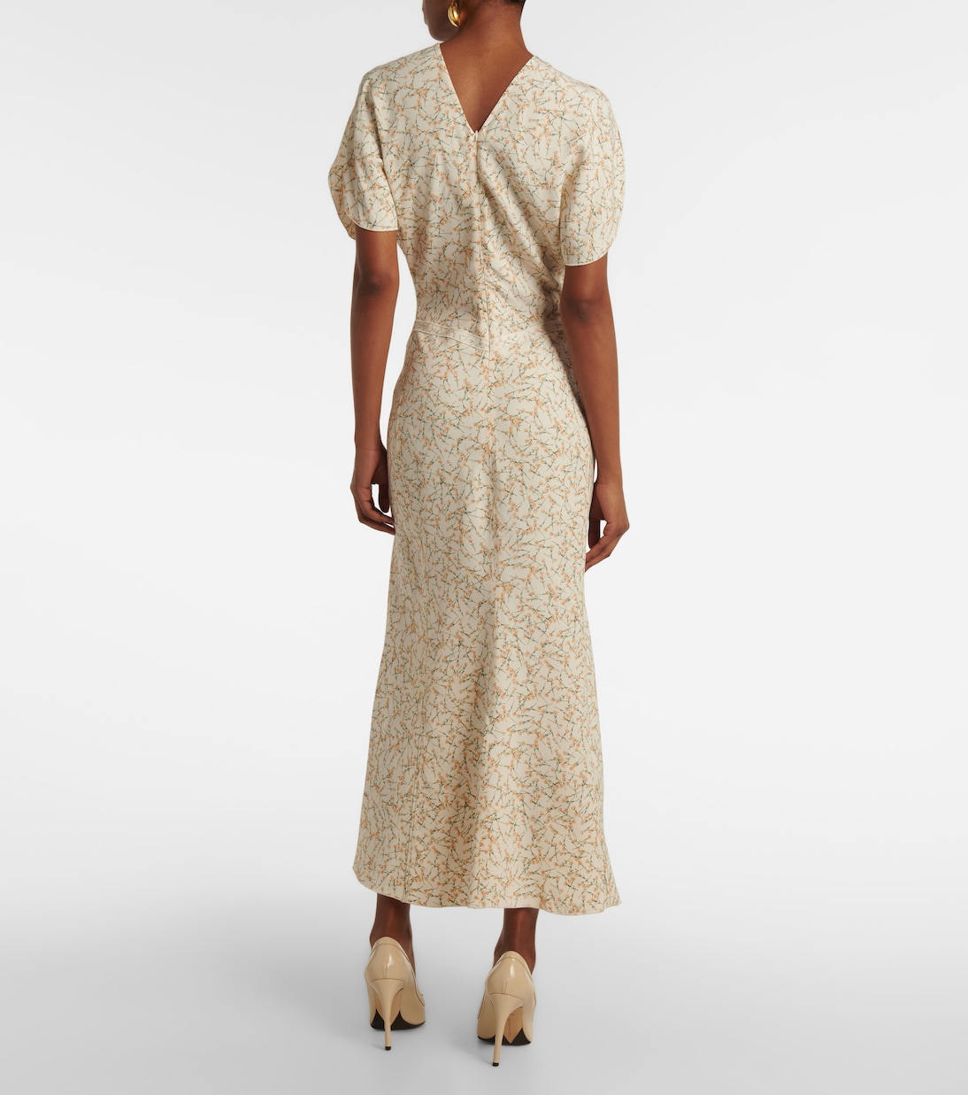 Floral gathered midi dress | Victoria Beckham