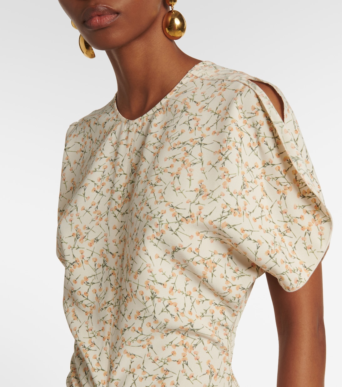 Floral gathered midi dress | Victoria Beckham