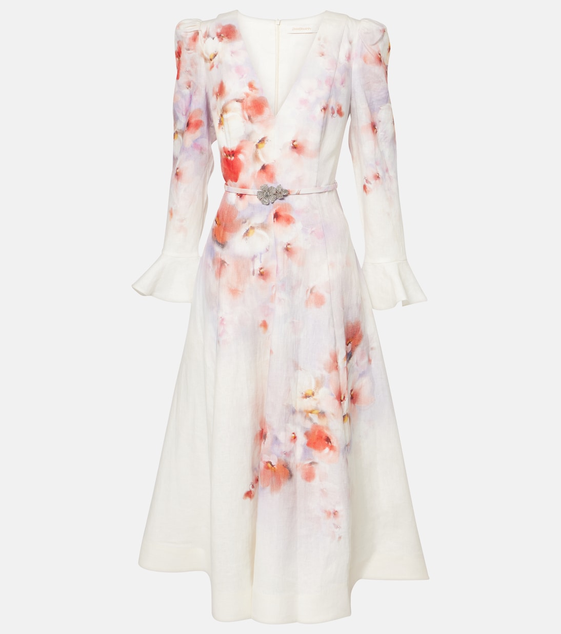 Abito midi Crush in lino con stampa | Zimmermann