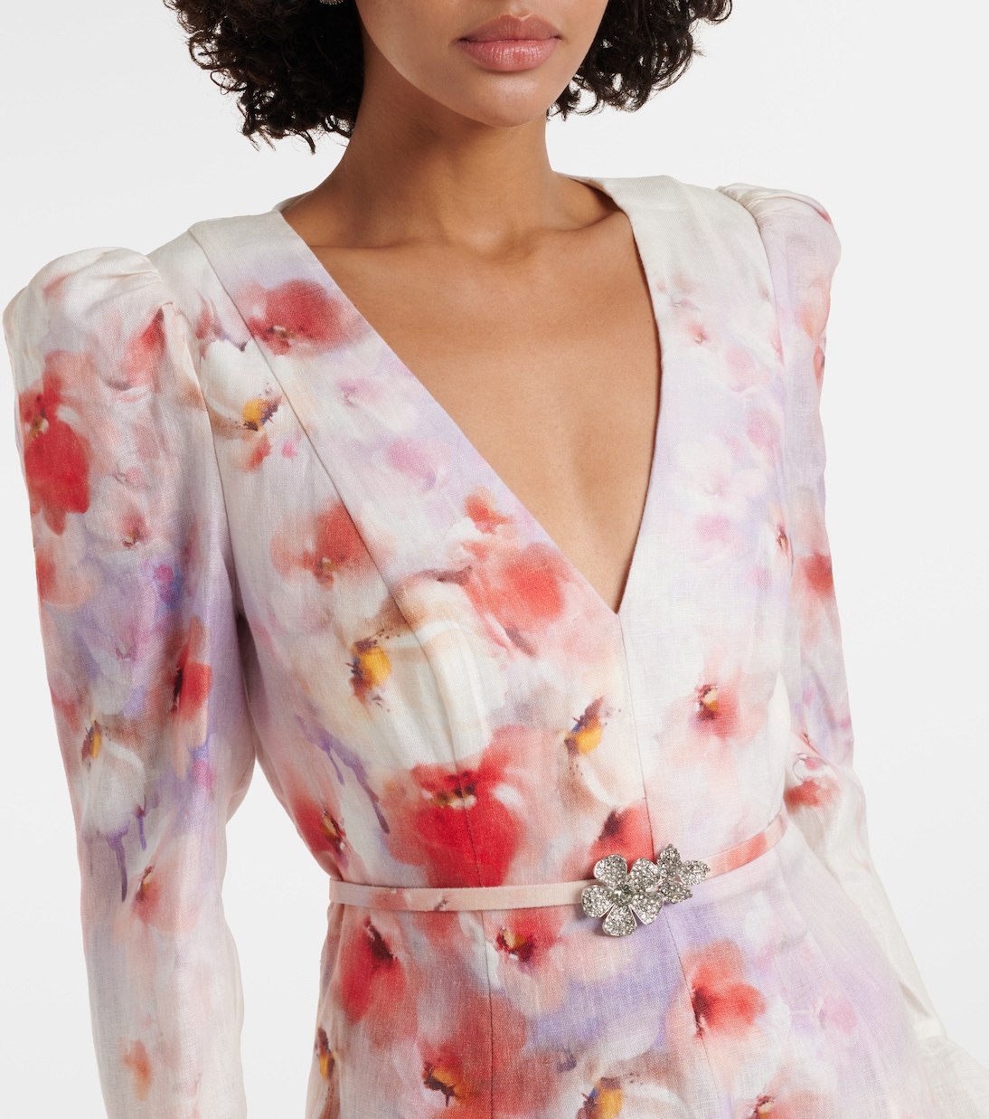 Abito midi Crush in lino con stampa | Zimmermann
