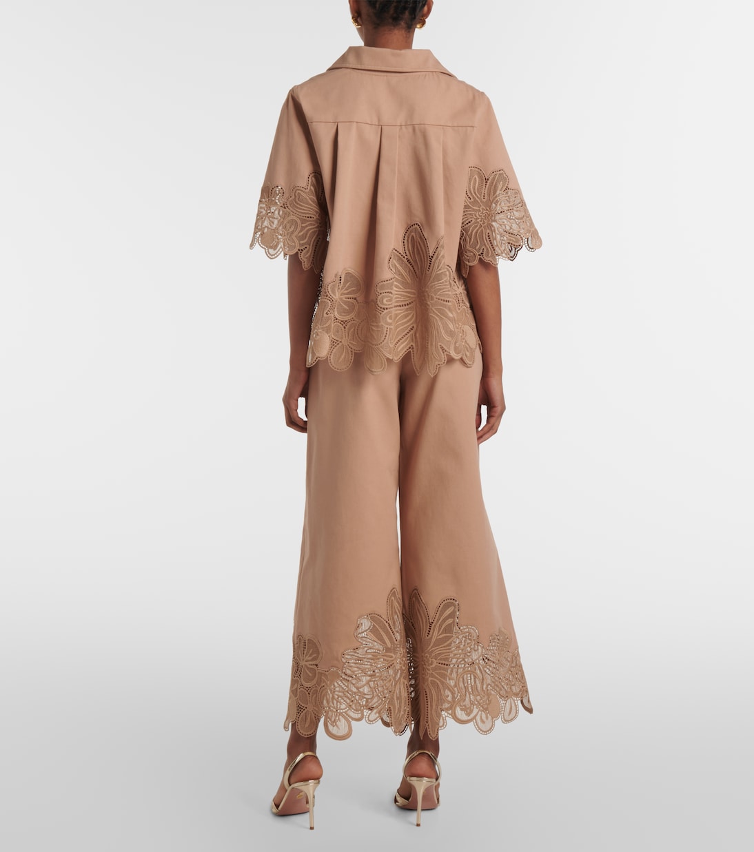 Pantaloni a gamba larga cropped in gabardine | Elie Saab