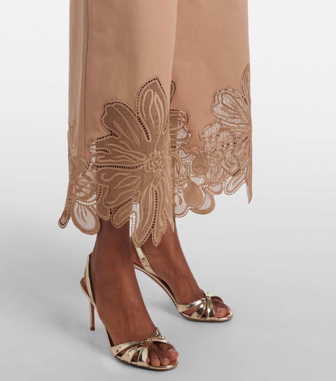 Pantaloni a gamba larga cropped in gabardine | Elie Saab