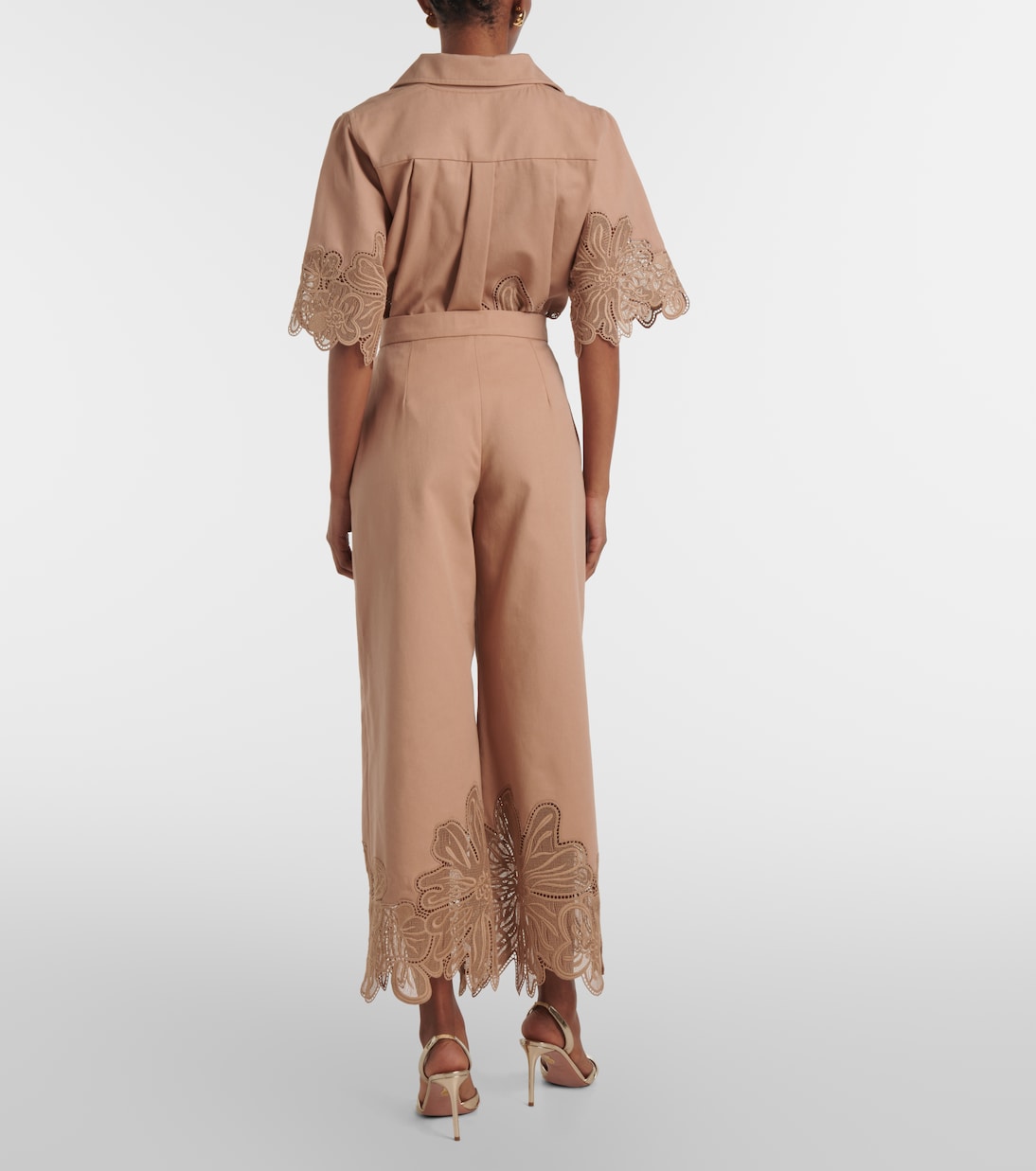 Pantaloni a gamba larga cropped in gabardine | Elie Saab