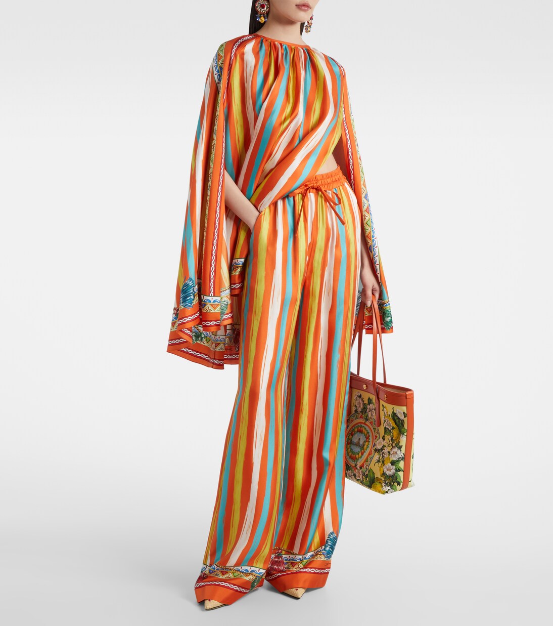 Pantalon ample rayé en soie | Dolce&Gabbana