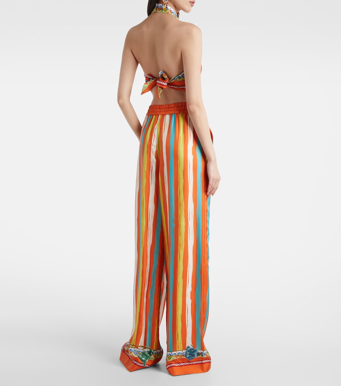 Pantalon ample rayé en soie | Dolce&Gabbana