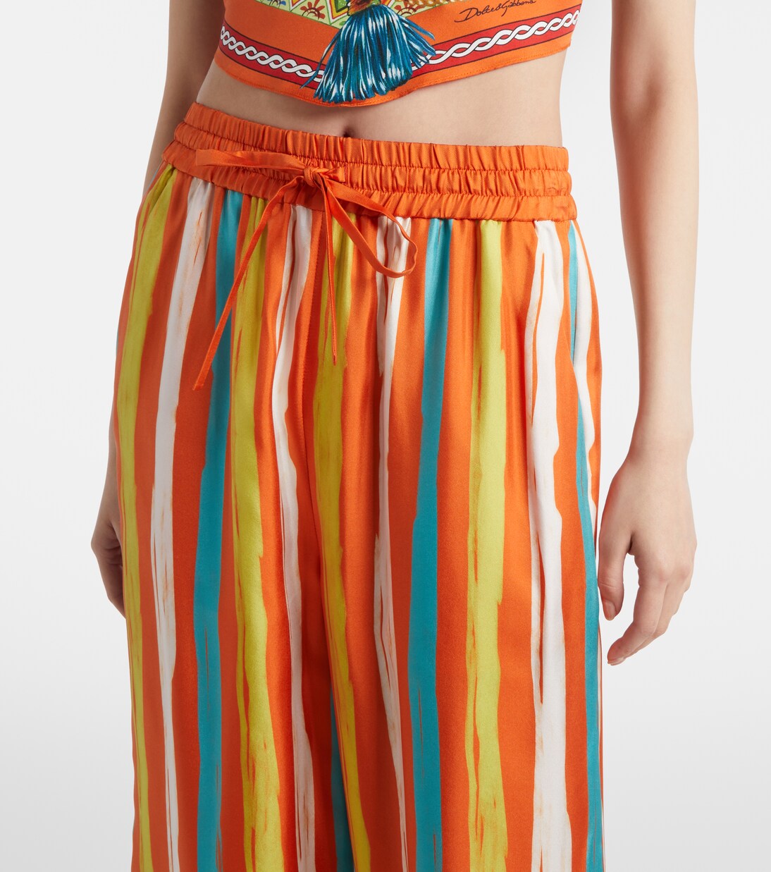 Pantalon ample rayé en soie | Dolce&Gabbana