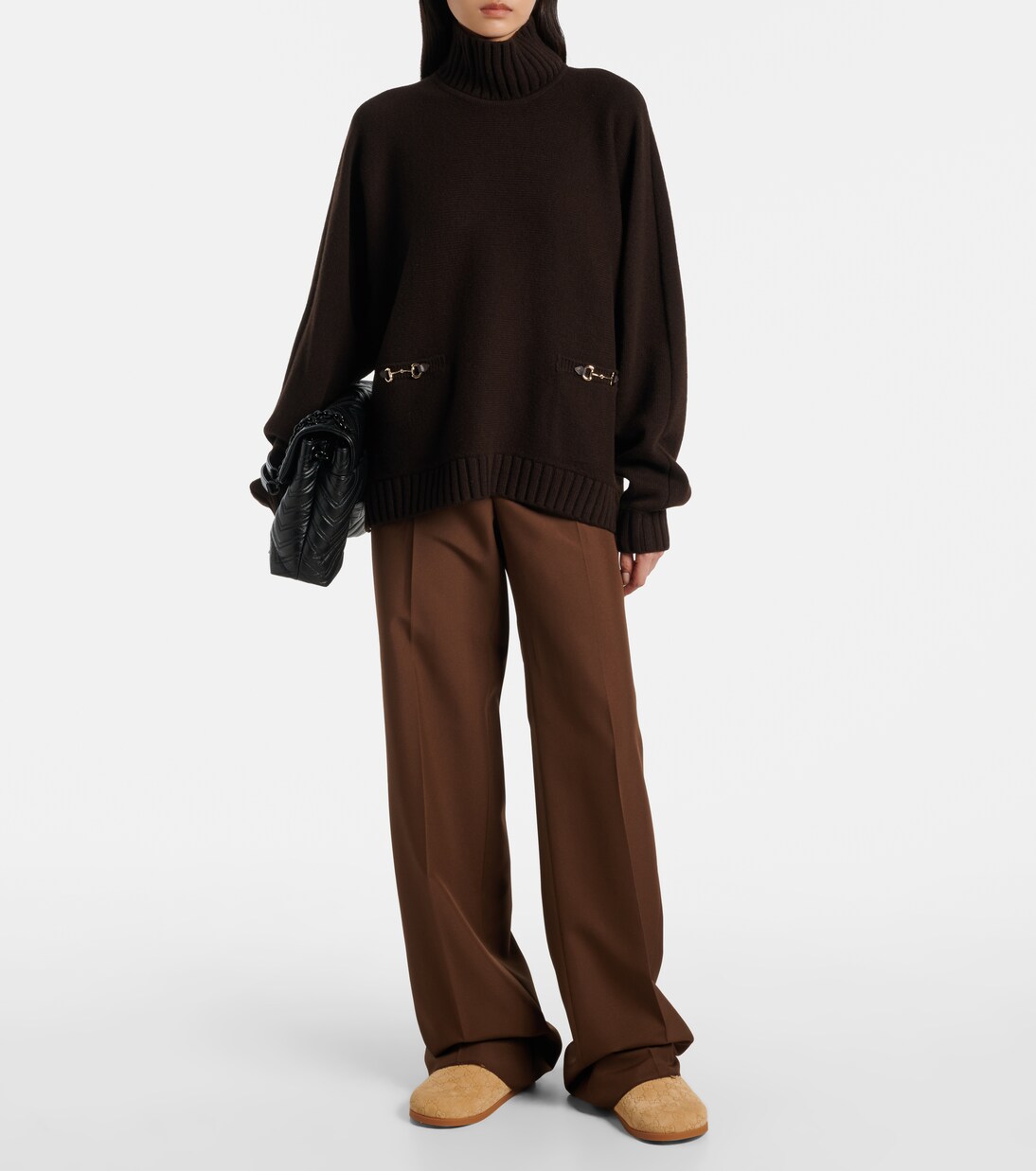 New Sol shearling-trimmed suede clogs | Gucci