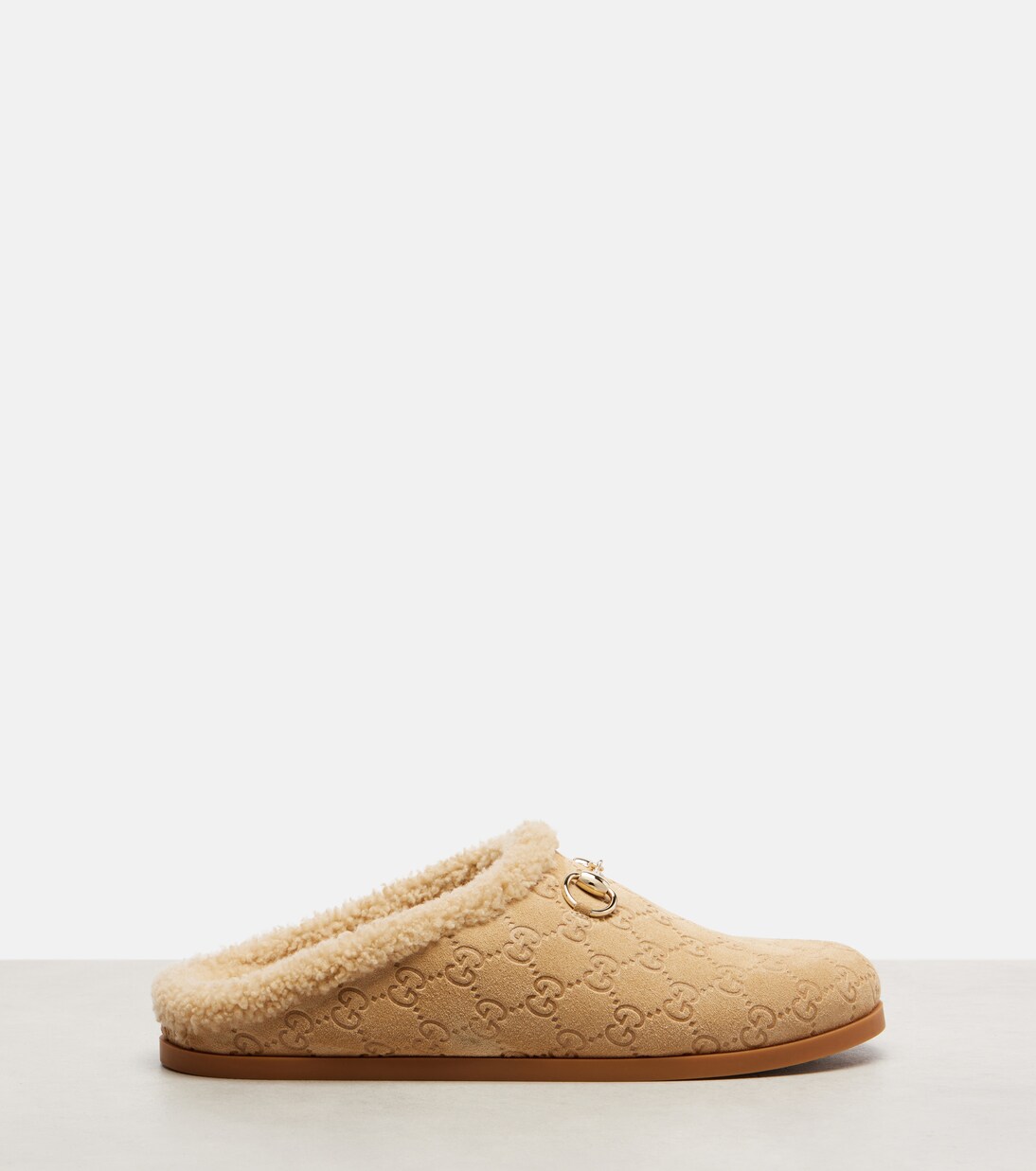 New Sol shearling-trimmed suede clogs | Gucci