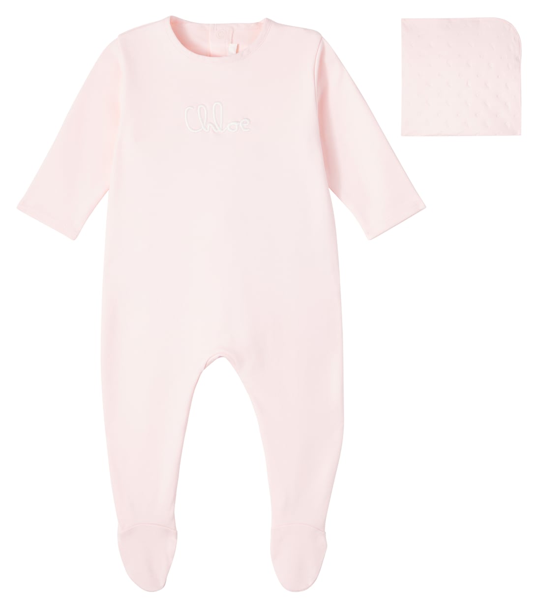 Baby logo cotton onesie and blanket set | Chloé Kids