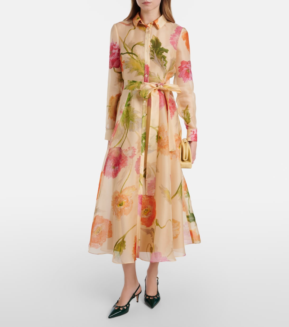 Belted floral silk shirt dress | Carolina Herrera
