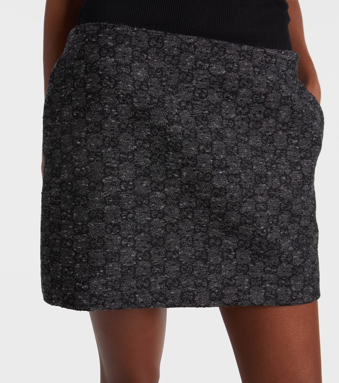 Minifalda en mezcla de lana con GG | Gucci