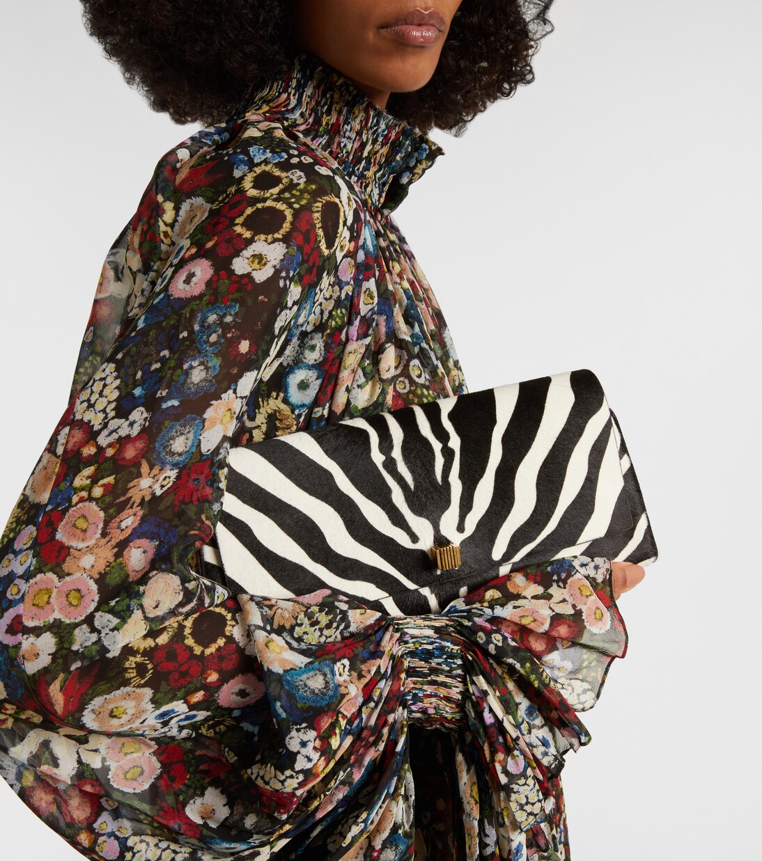 Audrey zebra-print calf hair clutch | Khaite