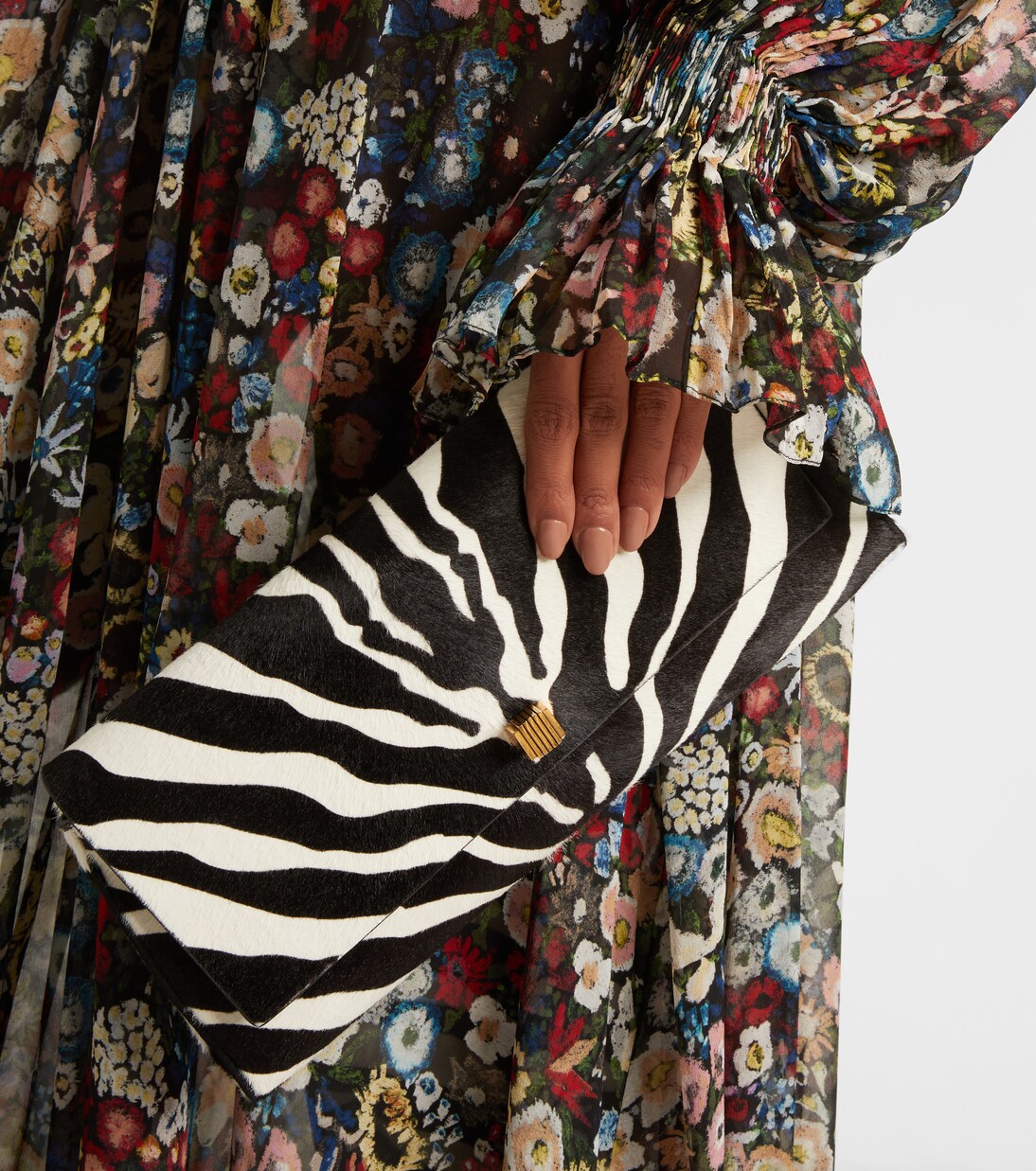Audrey zebra-print calf hair clutch | Khaite