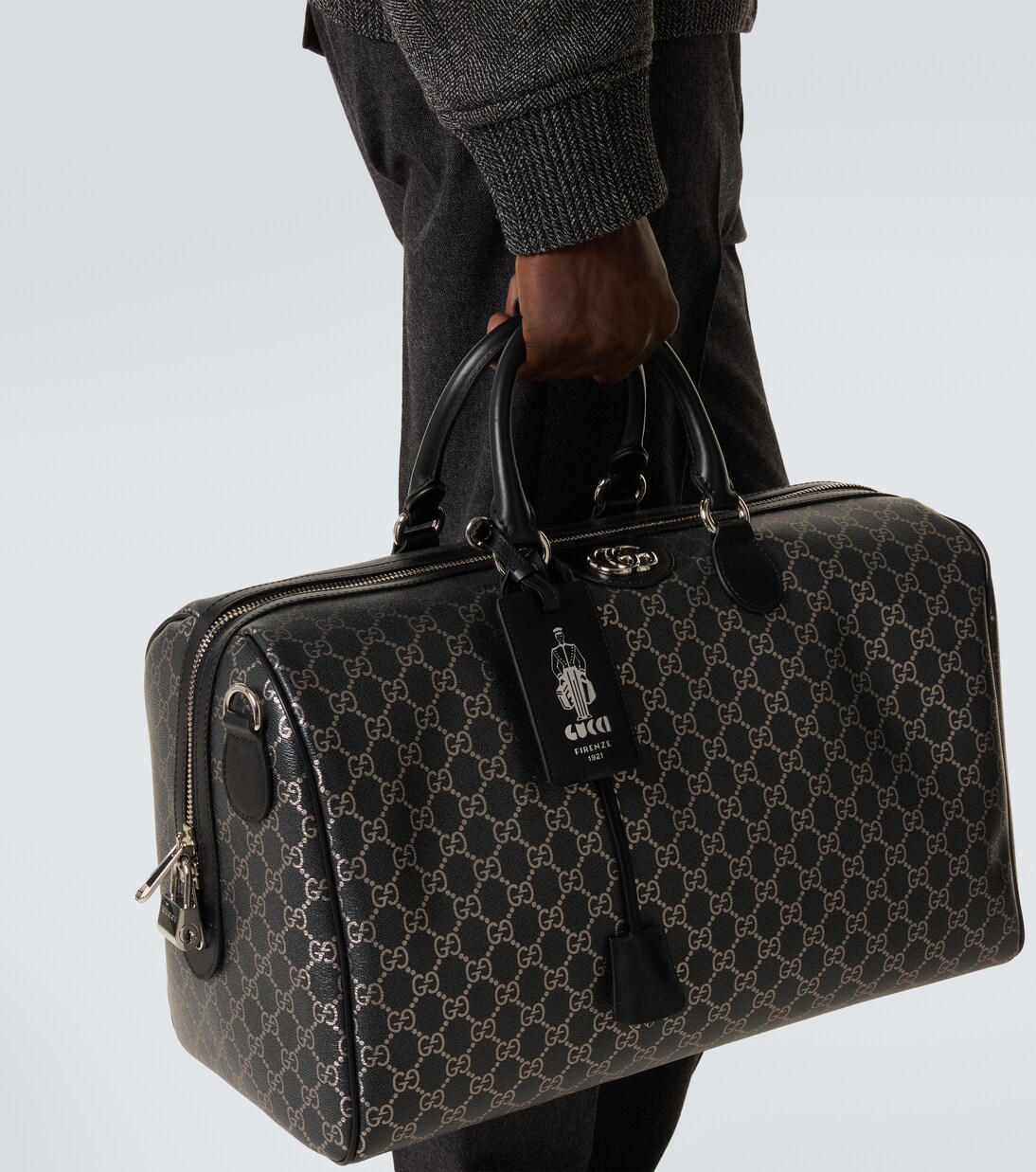 GG leather-trimmed duffel bag | Gucci
