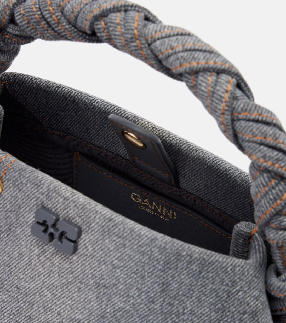 Bou Mini denim top-handle bag | Ganni