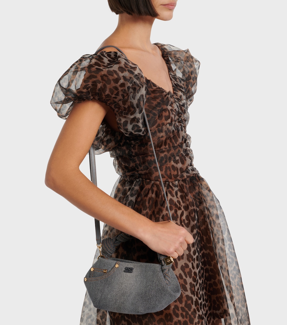 Bou Mini denim top-handle bag | Ganni