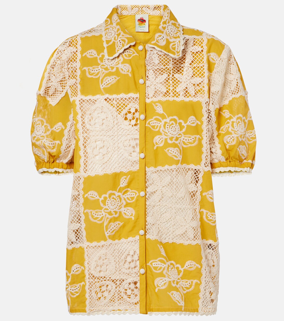 Embroidered lace-trimmed cotton shirt | Farm Rio