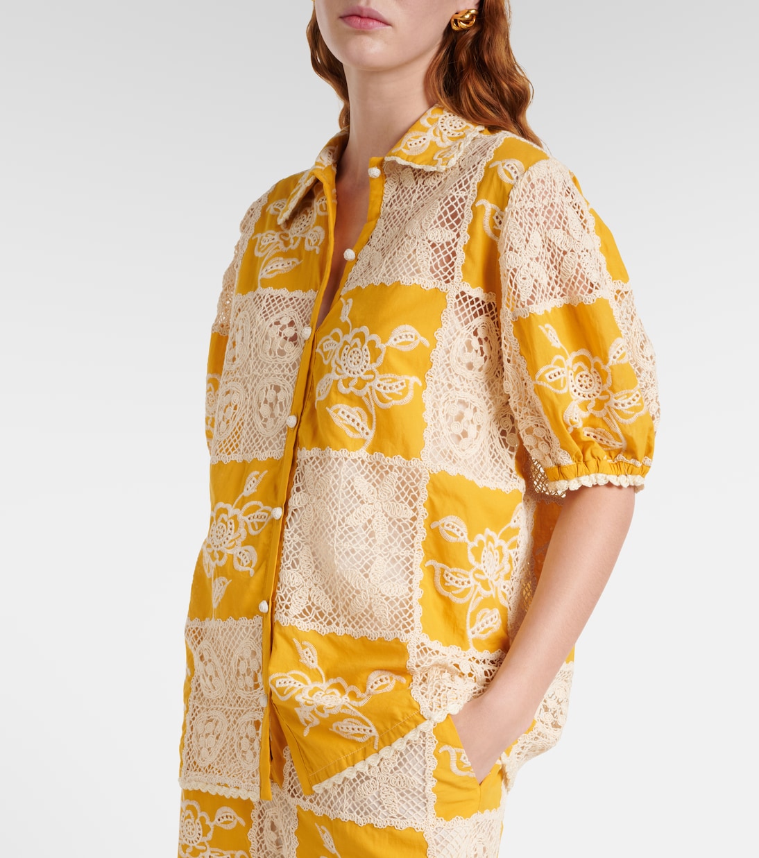 Embroidered lace-trimmed cotton shirt | Farm Rio