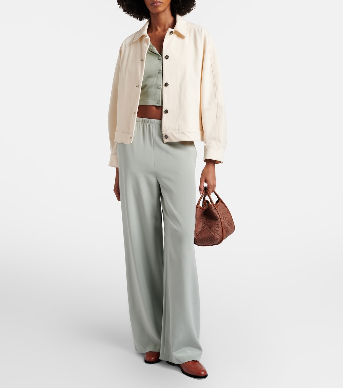 Marin Small leather-trimmed top-handle bag | Max Mara