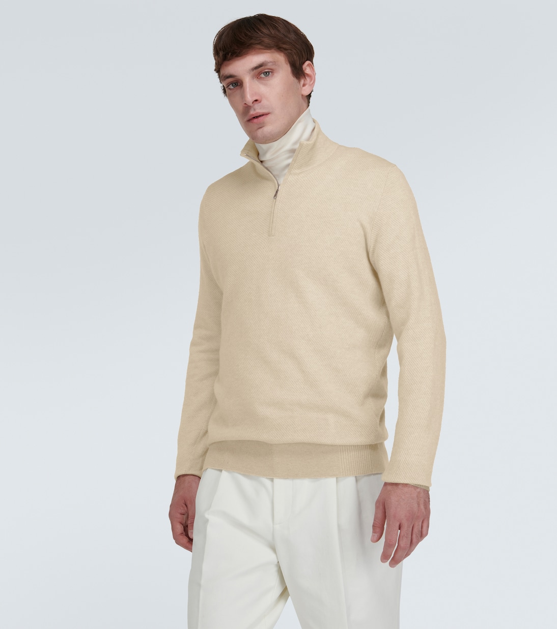 Mezzocollo Roadster cashmere half-zip sweater | Loro Piana