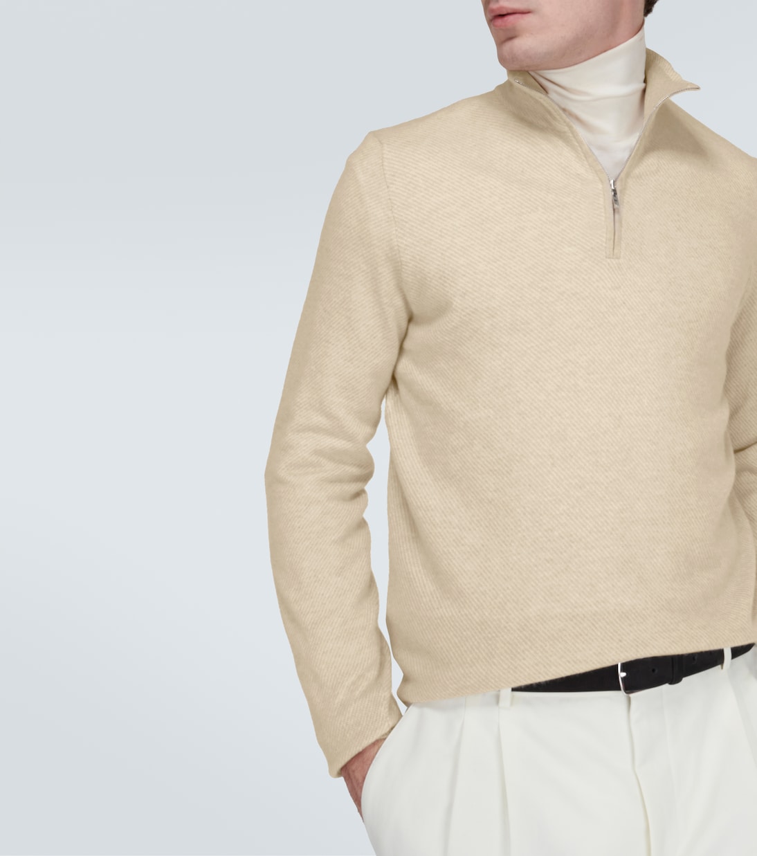 Mezzocollo Roadster cashmere half-zip sweater | Loro Piana
