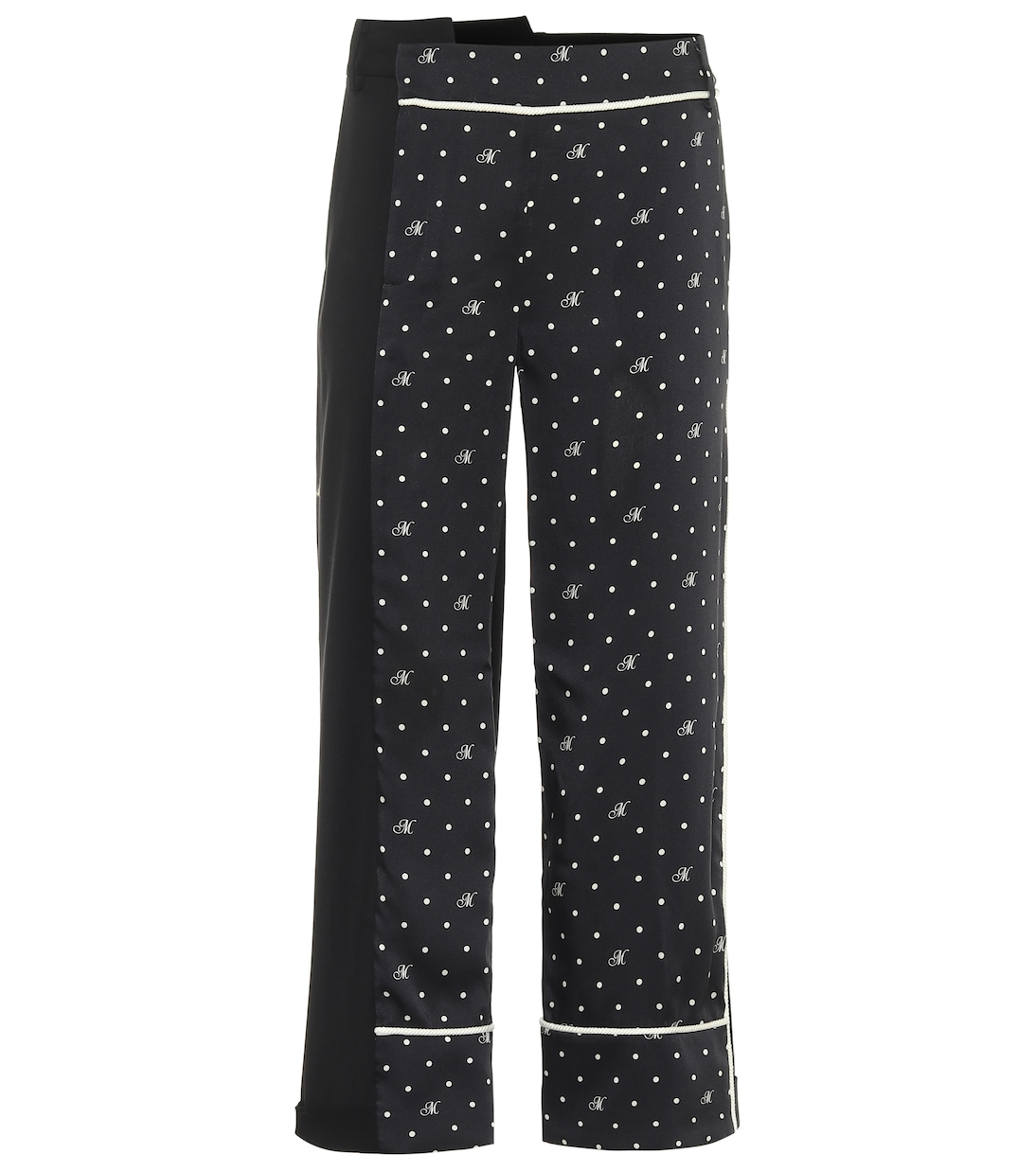 Pantalon à taille haute en laine mélangée à pois | Monse